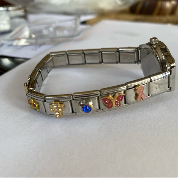 D'LinQ Watch with Watch Charms Stretch Band Pink Face - Picture 5 of 7